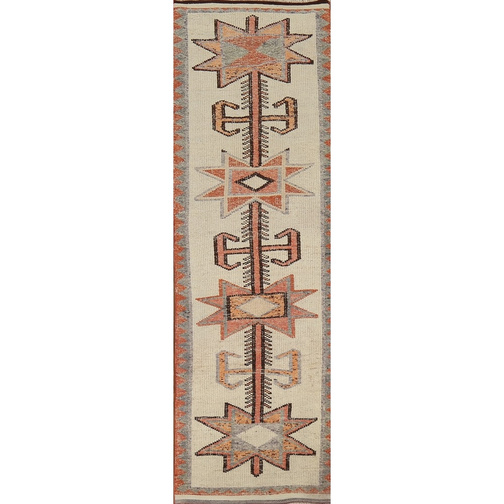 Oushak Turkish Runner Rug Hand-Knotted Wool Carpet - 3'4"x 12'8"
