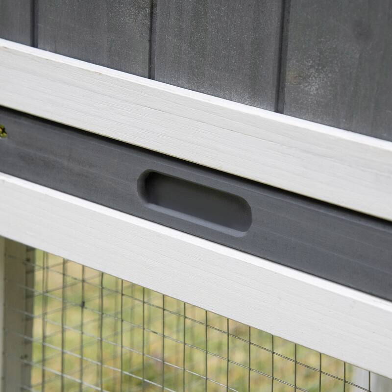 PawHut 69" Rabbit Hutch, Wooden Bunny Hutch, Guinea Pig Cage, Small Animal Enclosure with Run Area, Removable Tray