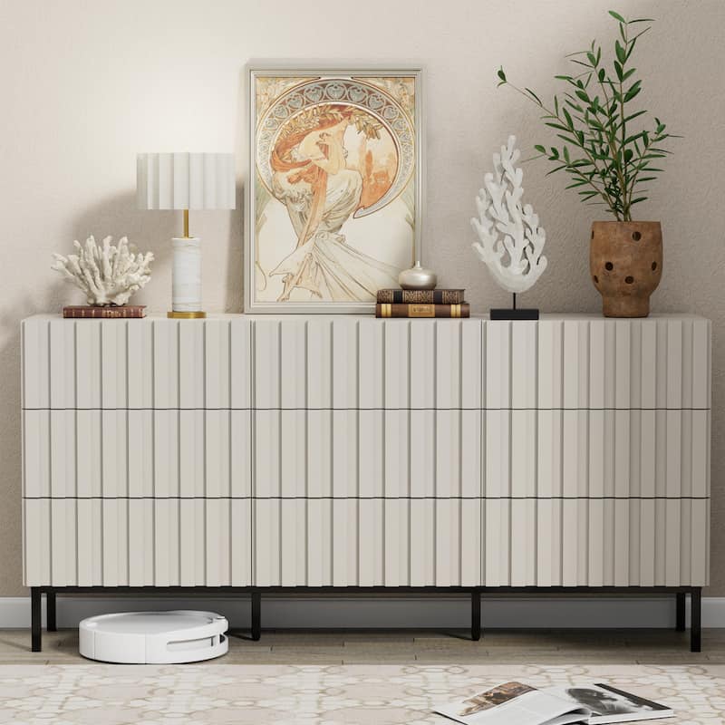 59" W 9-Drawer Storage Cabinet Mid-Century Dresser