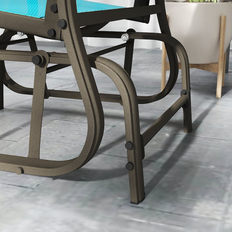 Outsunny 3-Piece Outdoor Gliders Set Bistro Set with Steel Frame, Tempered Glass Top Table