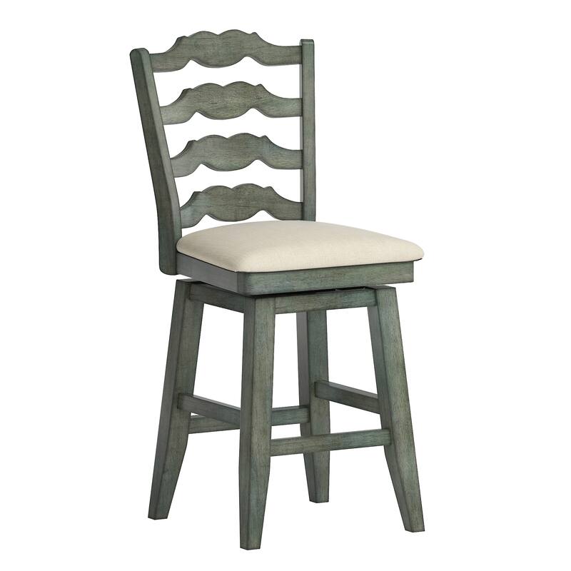 Eleanor French Ladder Back Swivel Stool by iNSPIRE Q Classic - Counter Height - Antique Sage Green