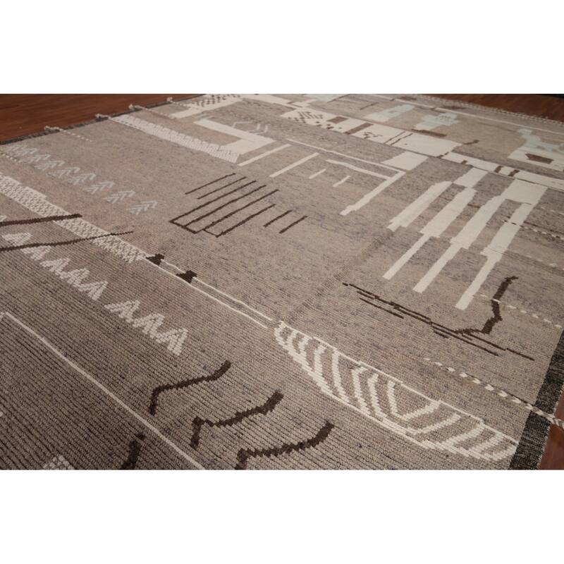 All-Over Abstract Moroccan Palace Size Rug Hand-Knotted Wool Carpet - 11'11"x 18'5"