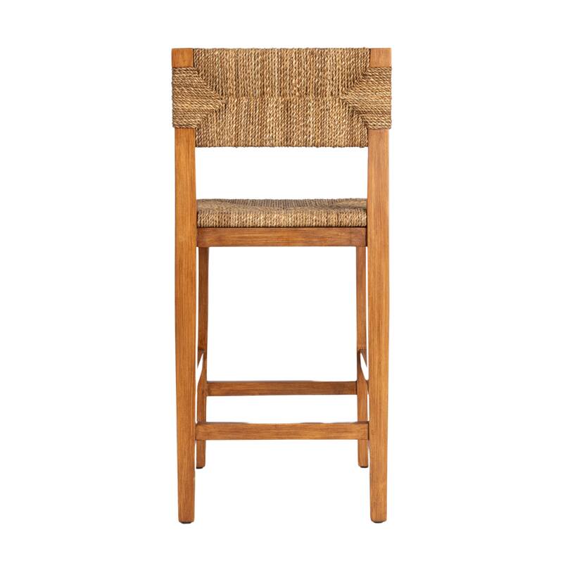 Willowbrook Solid Wood and Natural Woven Seagrass Rope Counter Stool