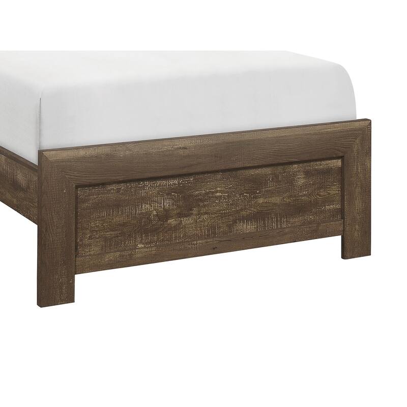 Rustic Brown Twin Size Wooden Bed with Headboard and Footboard