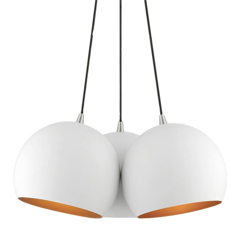Livex Lighting 43393 Piedmont 3 Light 22" Wide Multi Light Pendant - White / Brushed Nickel