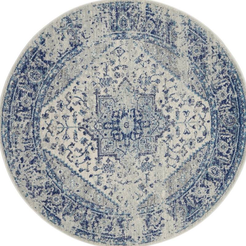 HomeRootsFloral Medallion Transitional Round Area Rug - 63' X '63' X '0.5
