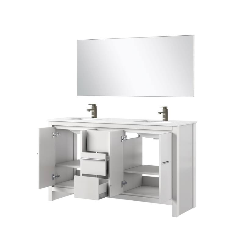 Lafarre Bath Vanity with Quartz Top, Sink, Mirror and Chrome Faucet
