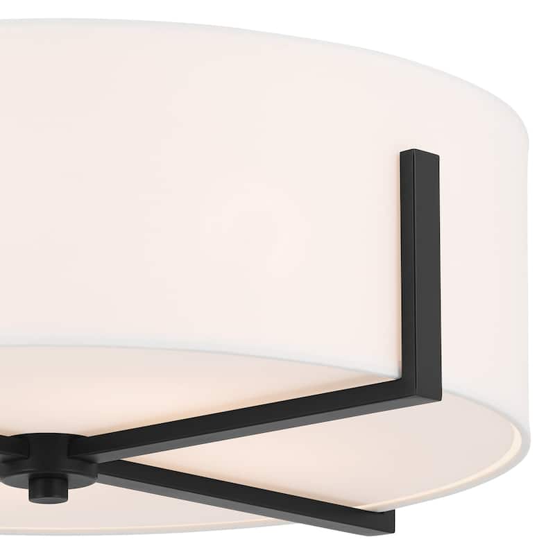 Kichler Lighting Malen 20 in. 4-Light Black Flush Mount Light with White Fabric Shade