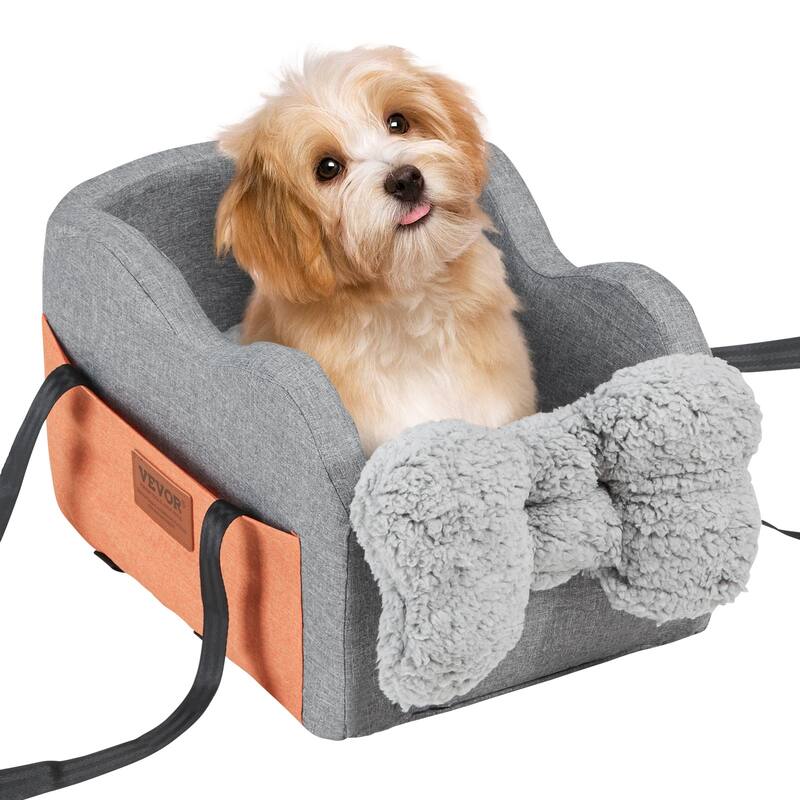 Console Dog Car Seat, Center Console Dog Booster Seat for Small Dog, Pet Car Seat for Car Armrest with Clip-On Leash - 8lbs capacity - Dark Gray