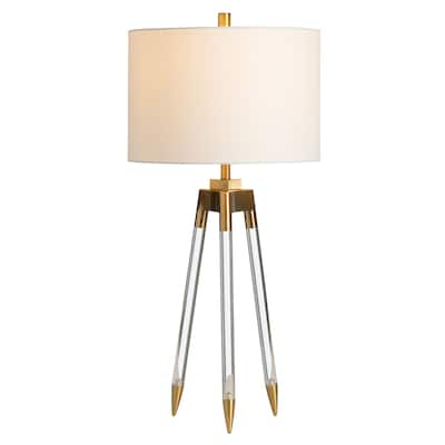 Cauley Clear and Gold Acrylic Tripod Table Lamp - 15 x 15 x 31