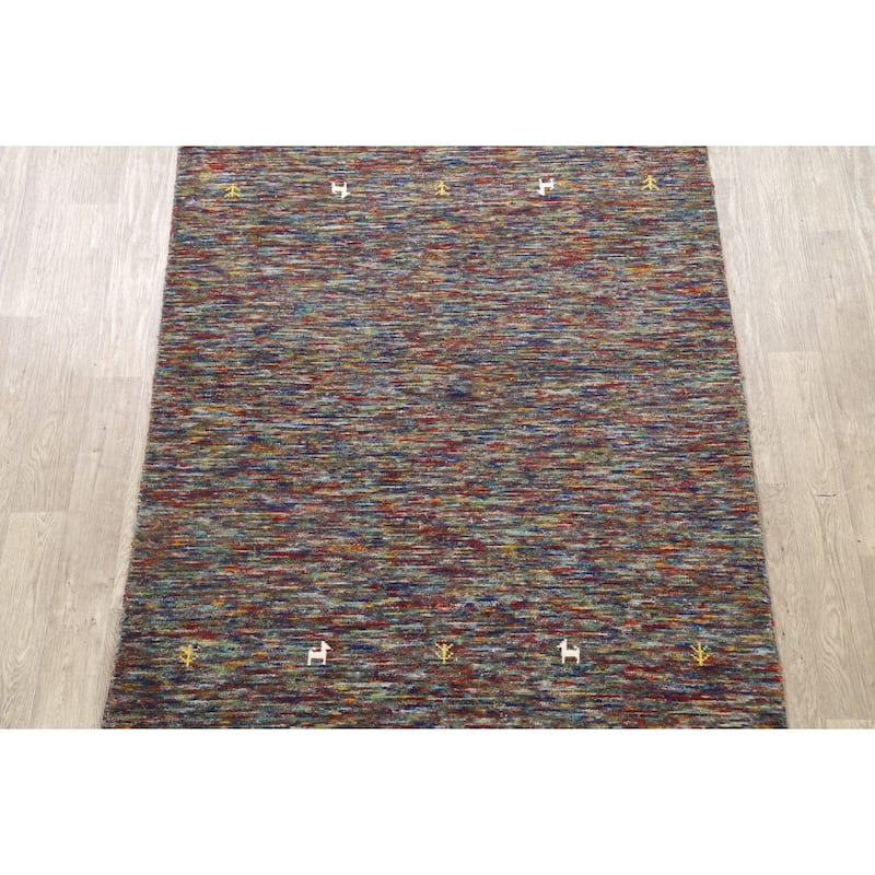 Hand Knotted Oriental 100% Wool Carpet Tribal Abstract Multi-Colored Gabbeh Area Rug - 8' 1'' X 5' 3''