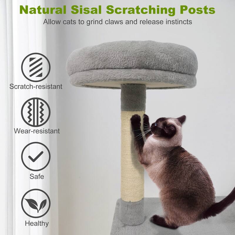 Gymax 48'' Tall Cat Tree w/ Large Condo Padded Top Perch Jute