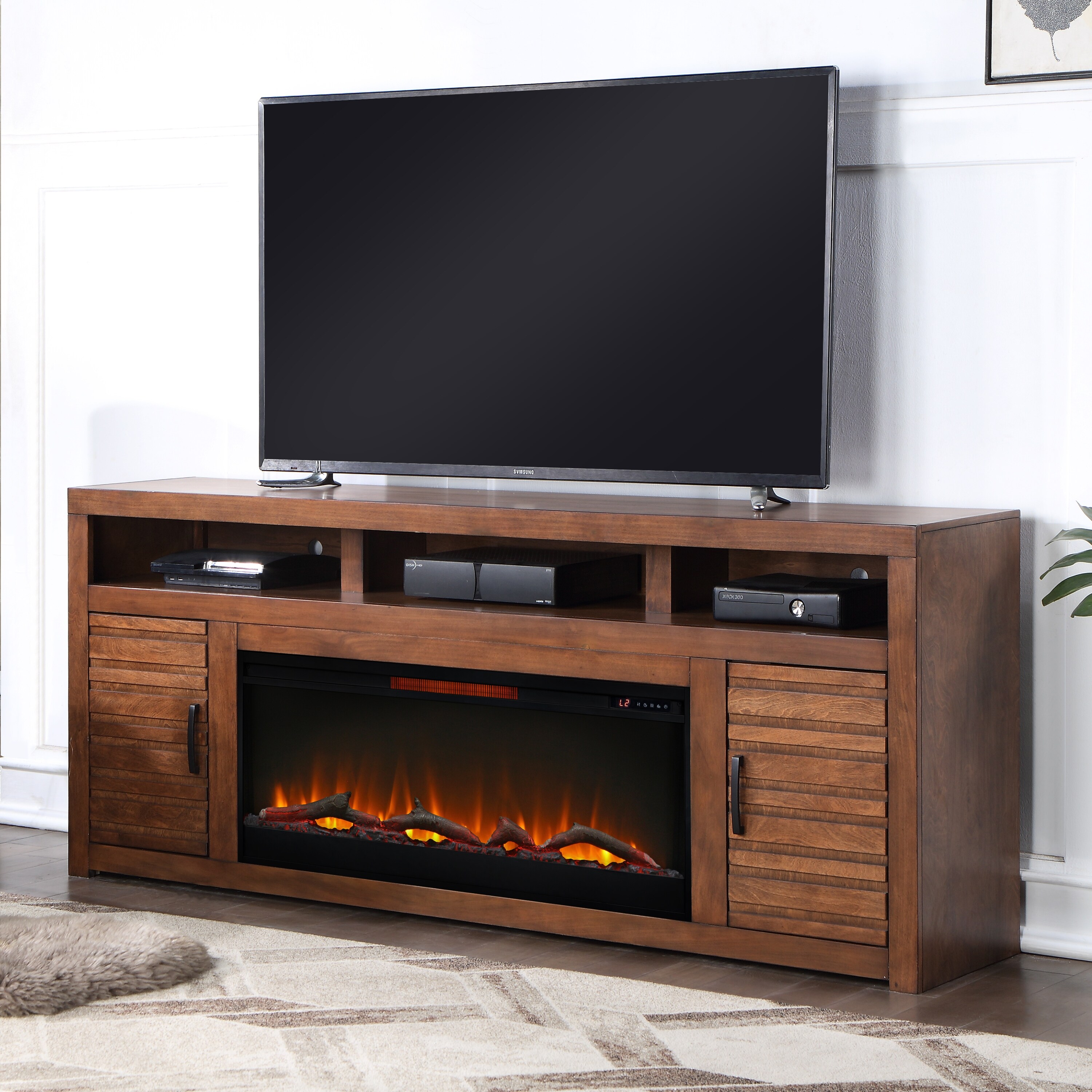 Bridgevine Home Sausalito 78 inch Electric Fireplace TV Stand