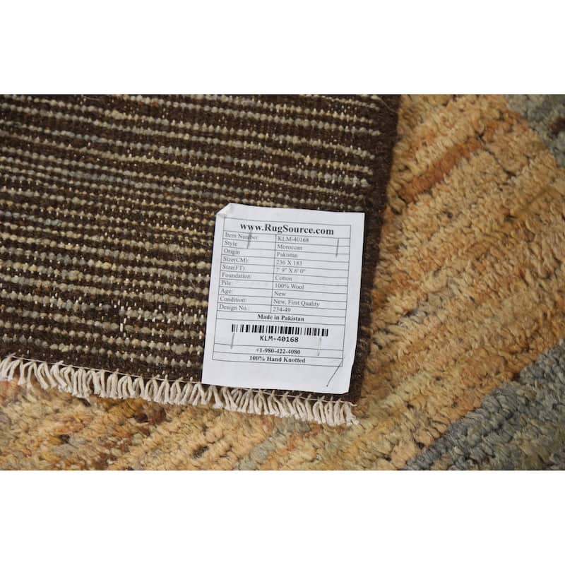 Tribal Moroccan Area Rug Handmade Multi-Color Wool Carpet - 6'0" x 7'9"