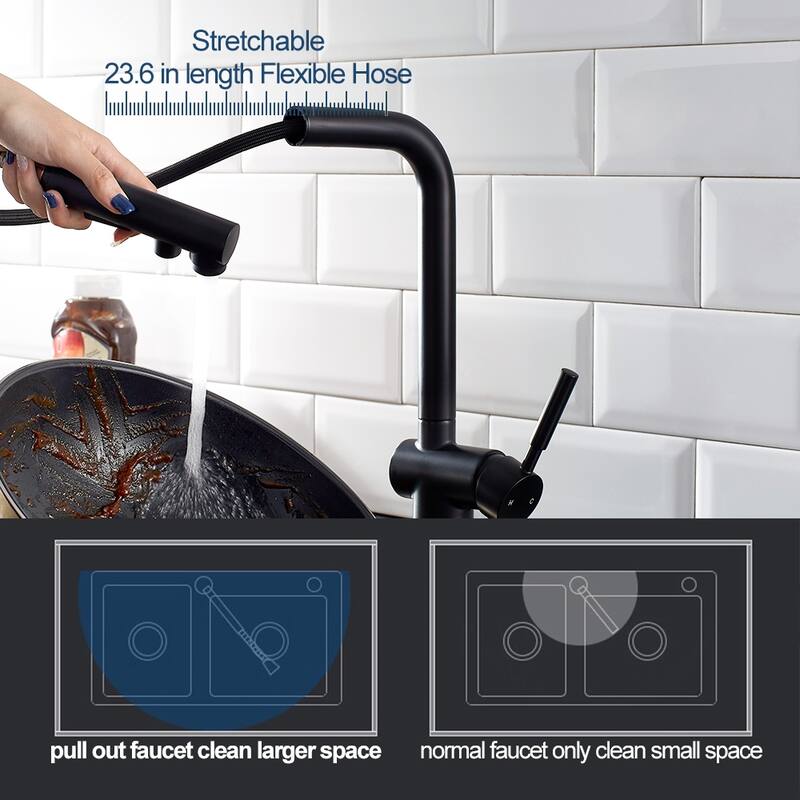 ALPHAUCET Single Handle Pull-Out Sprayer Kitchen Faucet