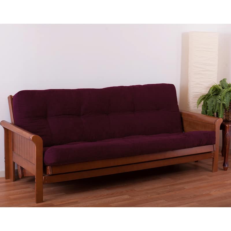6-inch Thick Twill Futon Mattress (Twin, Full, or Queen) - Full - Burgundy