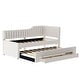preview thumbnail 9 of 46, Daybed Captain Bed Upholstered Bed with Trundle and 3 Drawers, Elegance Stripe Design L-Shaped Upholstered Daybed Platform Bed