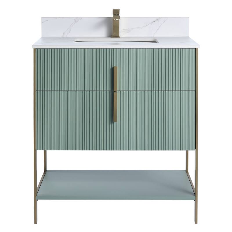 Fine Fixtures Serenity Modern Bathroom Vanity with White Carrara Stone Top