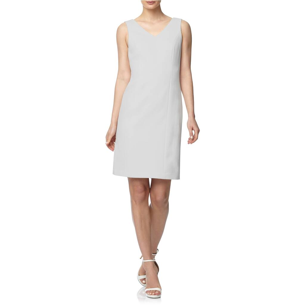 Anne Klein Womens Ridge Crest Textured Sheath Dress,, White, 2