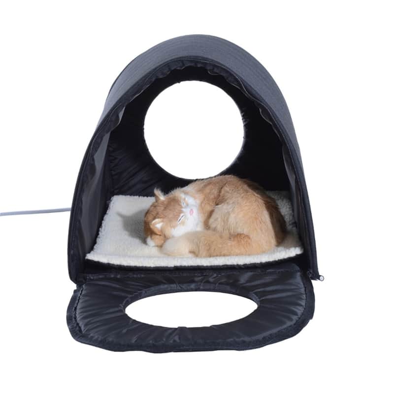 Safe Heated Cat House with Two Exits and Easy-to-Clean Design - 21.25"L x 15.75"W x 13.5"H