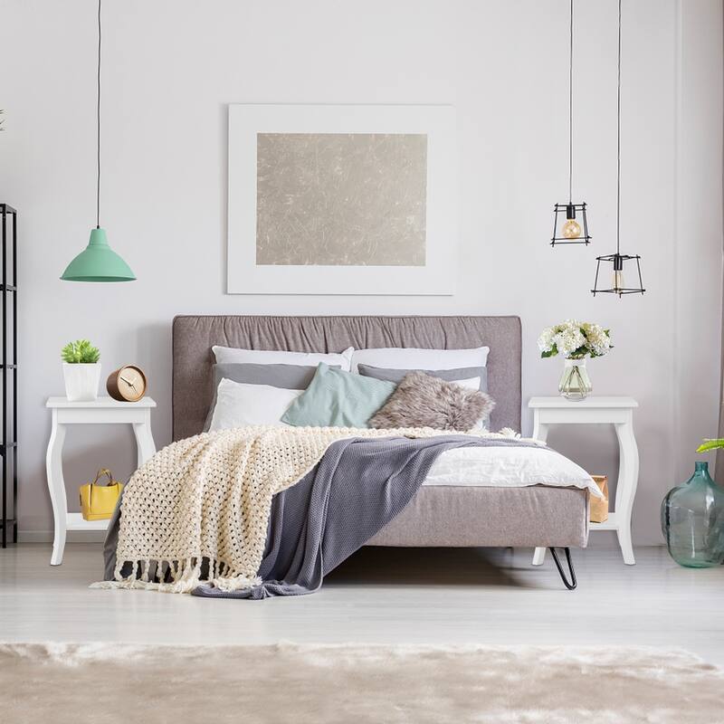 Set of 2 Side Table End Table with Display Shelf for Living Room and Bedroom - 16" x 16" x 24"