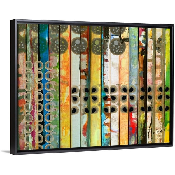 "Tri Patterned Ends" Black Float Frame Canvas Art