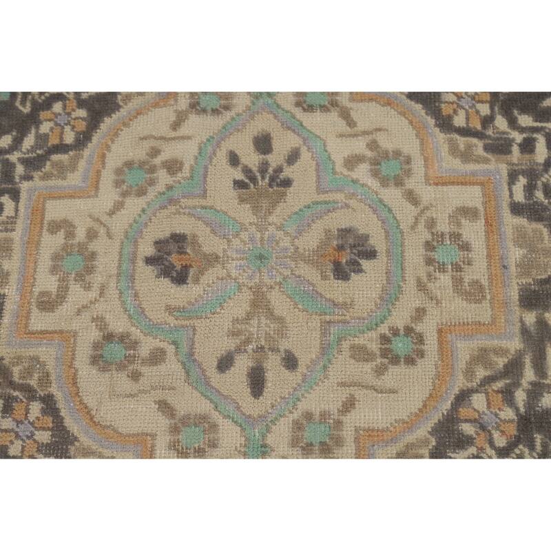 Geometric Tabriz Persian Vintage Area Rug Hand-Knotted Wool Carpet - 9'5" x 12'3"