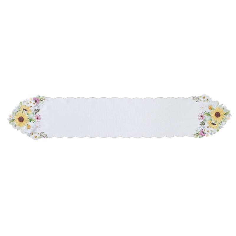 Sunflower and Daisies Cutwork Table Runner - 13x70