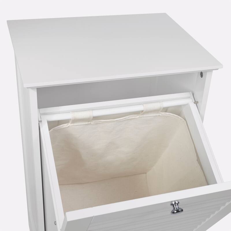 RiverRidge Ellsworth Tilt-Out Laundry Hamper Cabinet with Removable Cloth Storage Bag - White