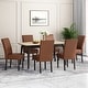 preview thumbnail 8 of 25, Pertica Upholstered T-Stitch Dining Chairs (Set of 6) by Christopher Knight Home Espresso/ Cognac/ Faux Leather