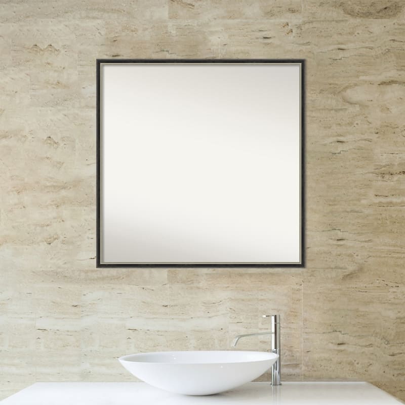Theo Narrow Non-Beveled Wood Framed Bathroom Vanity Wall Mirror