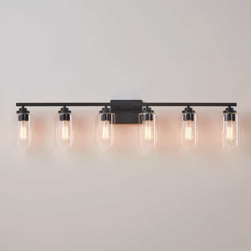 KAWOTI 6-Light Bathroom Vanity Light with Clear Glass Shade