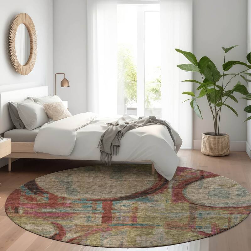 Machine Washable Indoor/ Outdoor Chantille Contemporary Abstract Rug