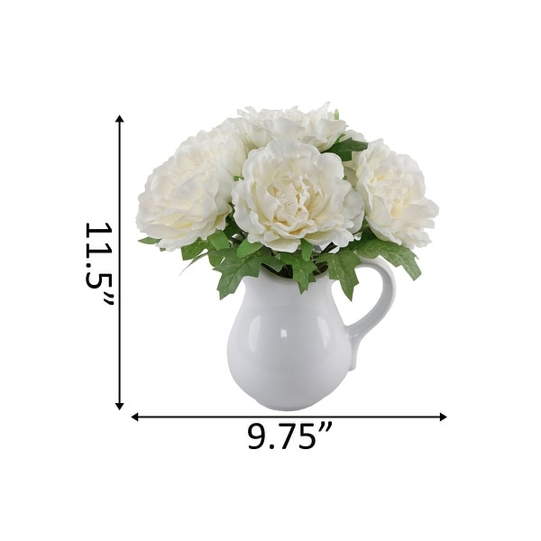 11.5" TALL White PEONY IN CERAMIC Vase - ONE-SIZE