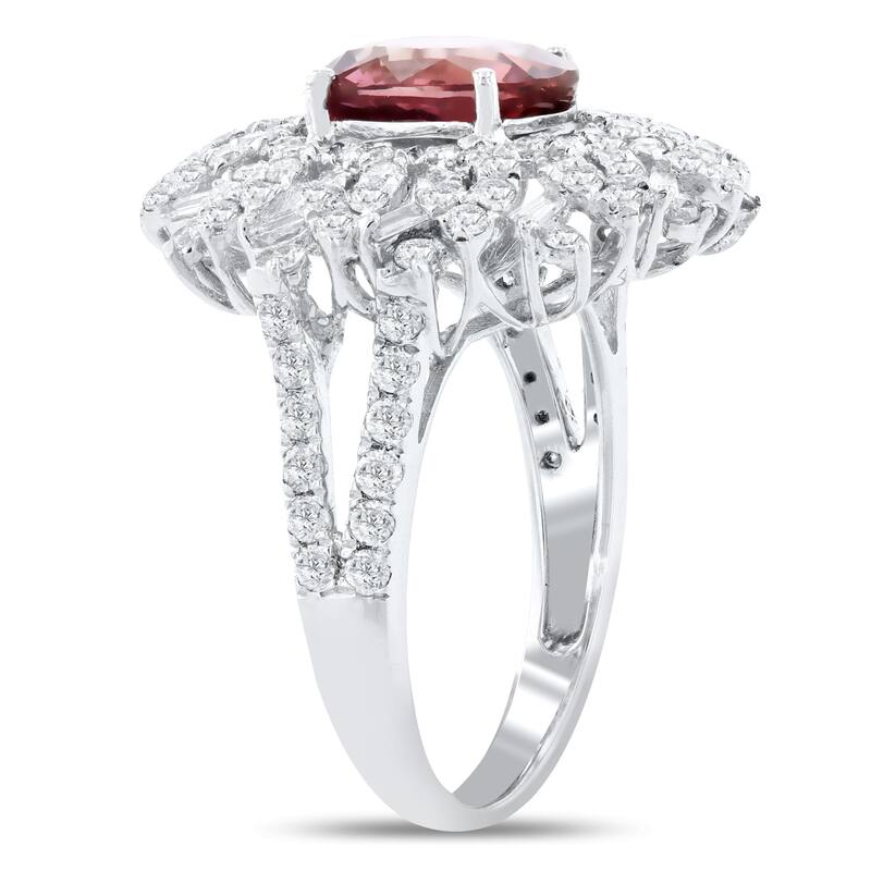 Auriya Platinum 2 7/8ct Oval-Cut Rare Unheated Pink Sapphire and 1 3/8ct TDW Diamond Halo Engagement Ring