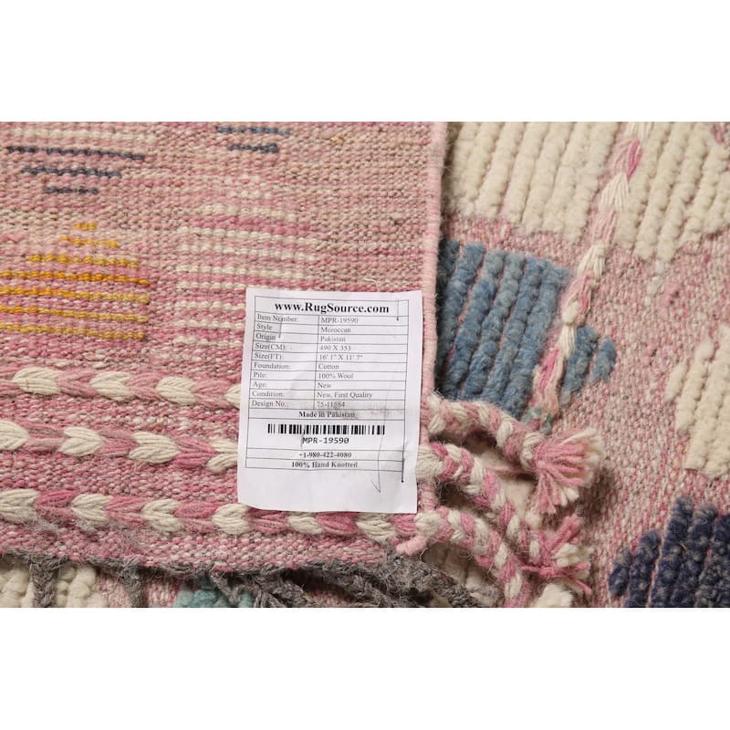 All-Over Moroccan Large Area Rug Hand-Knotted Wool Carpet - 11'7"x 16'1"