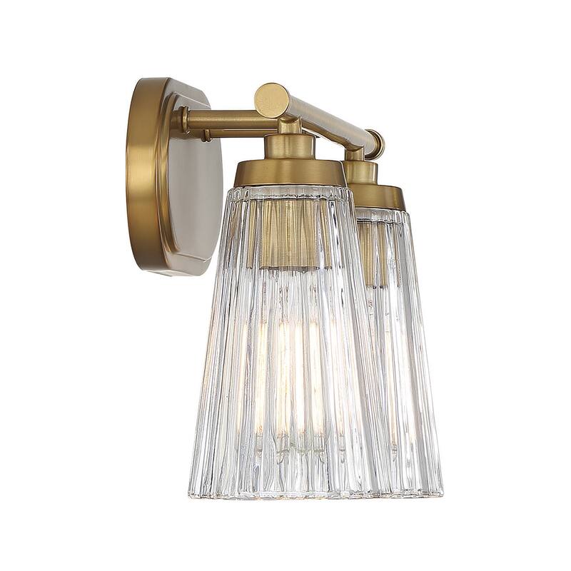 Savoy House Chantilly 2-Light Bathroom Vanity Light with Clear Fluted Glass Shades (14" W x 10"H)