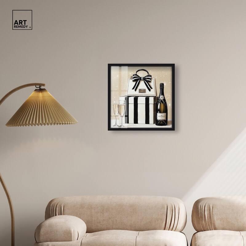 Black and White Striped Glam Shadowbox by Art Remedy