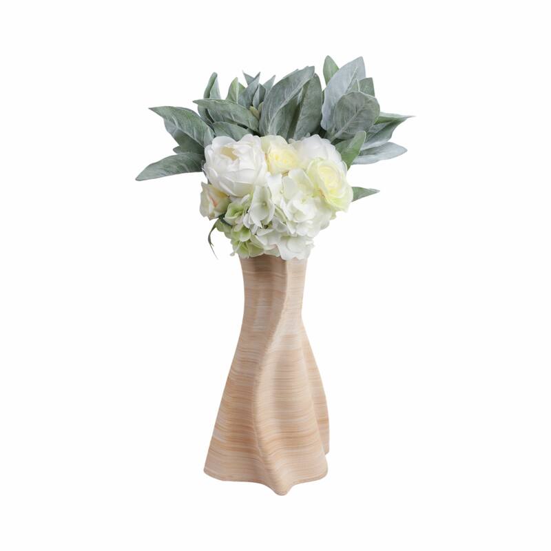 Decorative Vase - Tan Porcelain 3D Printed Textured