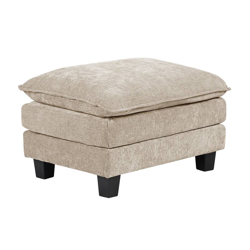 Modern Style Ottoman Chenille Fabric Upholstery Contemporary Living Room Furniture 1pc Durable Plywood Plush Comfort