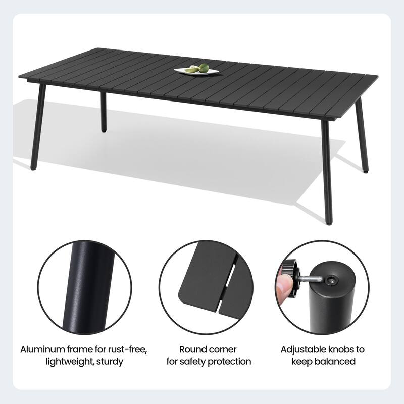 7/9-Piece Set Outdoor Aluminum Patio Dining Table with Folding Dining Chair
