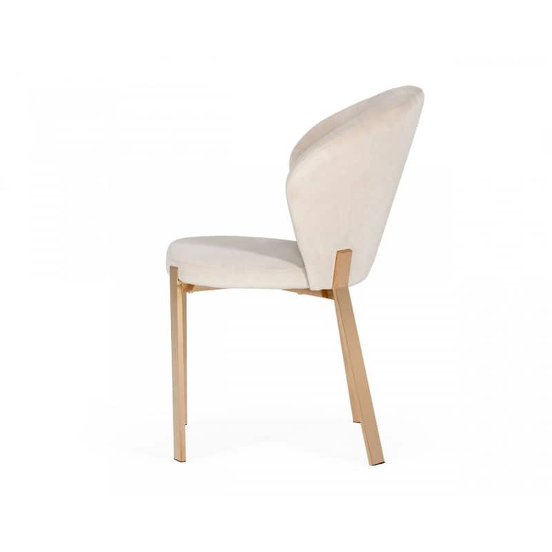 HomeRoots Set of Two Beige And Champagne Upholstered Velvet Wing Back Dining Side Chairs