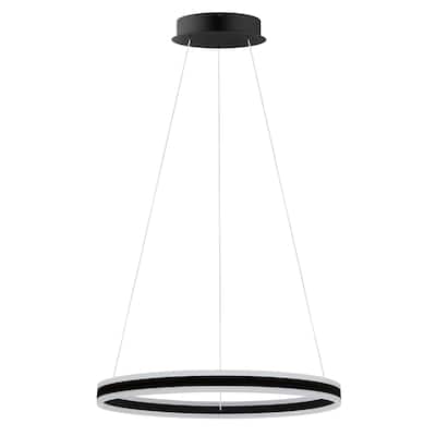 Eglo USA Tonarella Black LED Round Open Pendant with White Acrylic