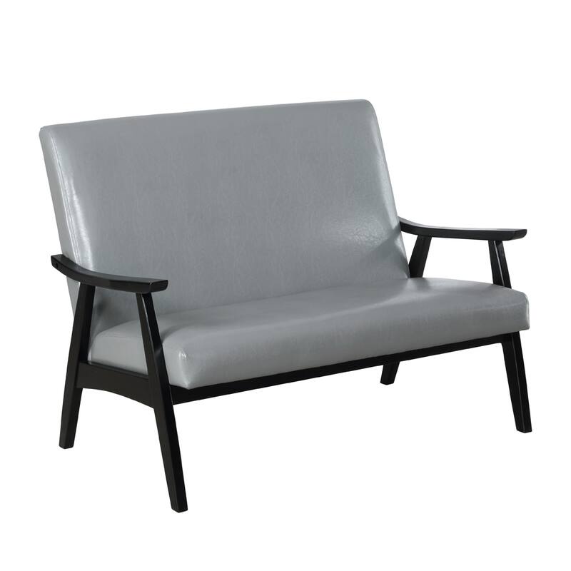 Balf Contemporary Faux Leather Loveseat Bench by Furniture of America - Grey