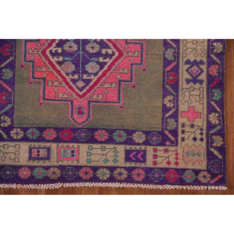 Hand Knotted Oriental 100% Wool Carpet Traditional Geometric Brown Lori Runner Rug - 12' 7'' X 4' 8''