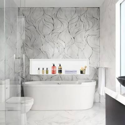 Stainless Steel 18 Gauge White Cream Rectangular Recessed Shower Niche 48"x12.6"
