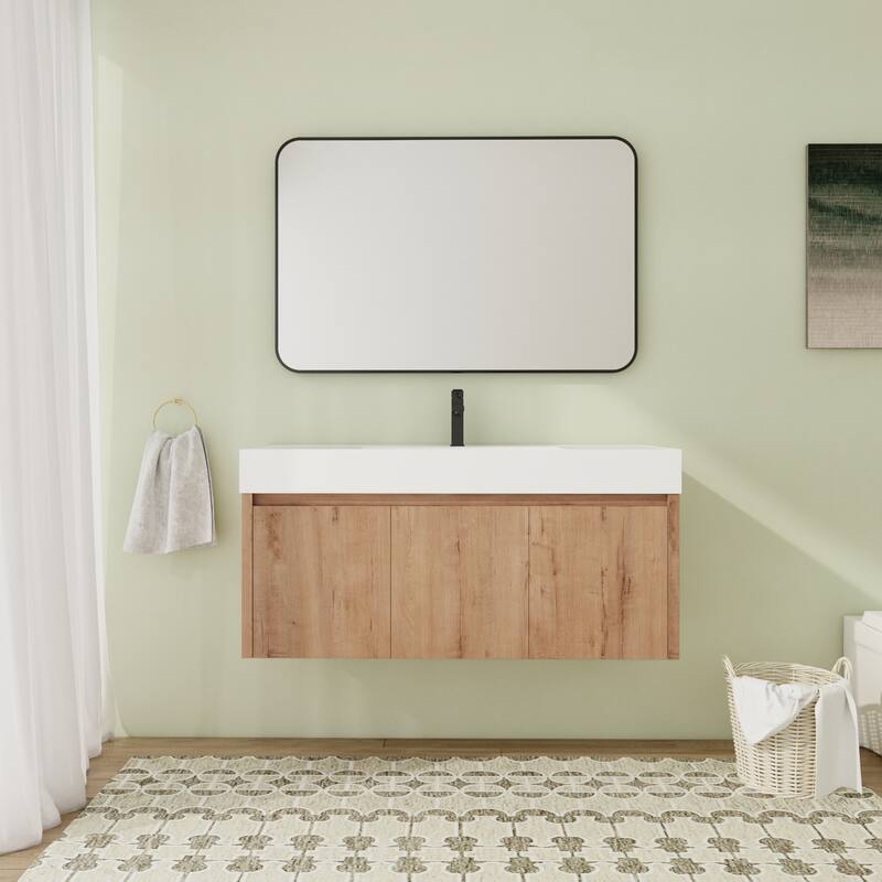 48" Floating Bathroom Vanity with Sink, Wall Mounted Bathroom Vanity with Soft Close Door