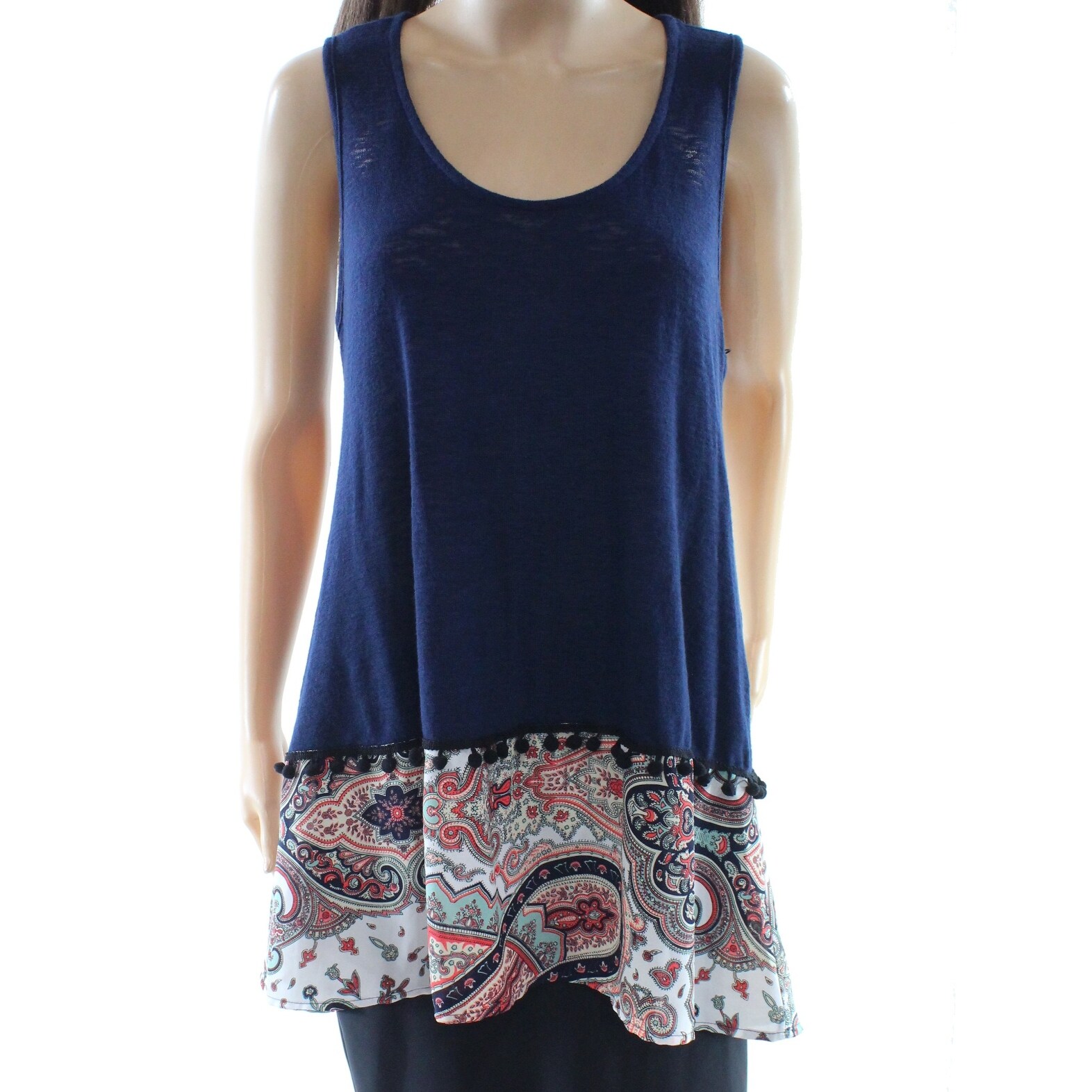 Shop W5 New Blue Women S Size Large L Paisley Print Hem Tank Cami
