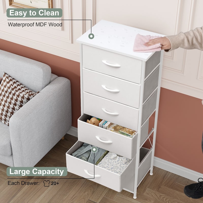 Crestlive Products 6 Drawers Vertical Dresser Storage Tower with Wood Top