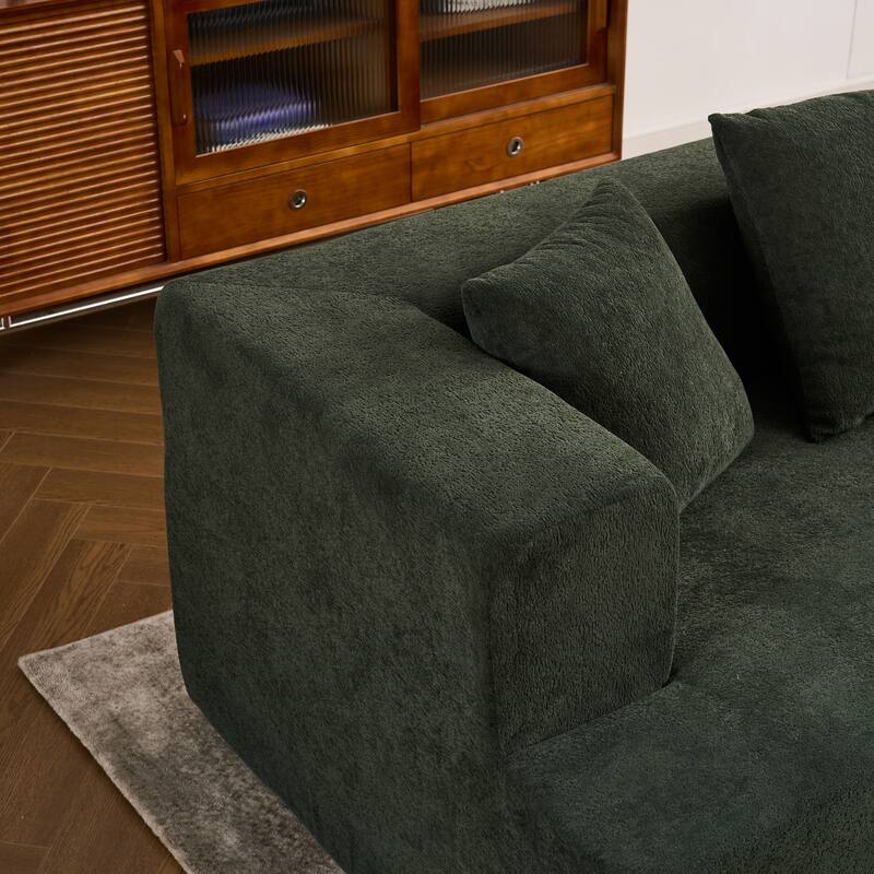 129.5" Chenille Memory Foam Sectional Sofa with Deep Seat, No Installation Required, and Quick Rebound Foam